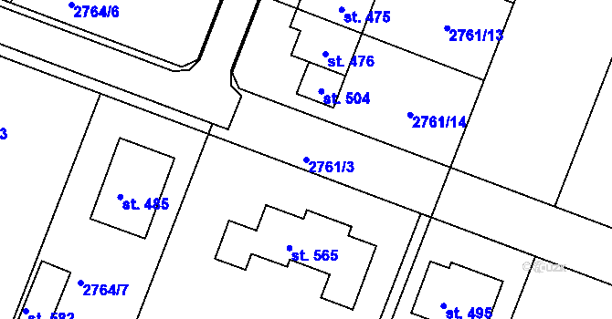 Parcela st. 2761/3 v KÚ Hluboké Mašůvky, Katastrální mapa