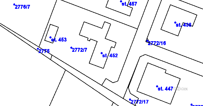 Parcela st. 452 v KÚ Hluboké Mašůvky, Katastrální mapa