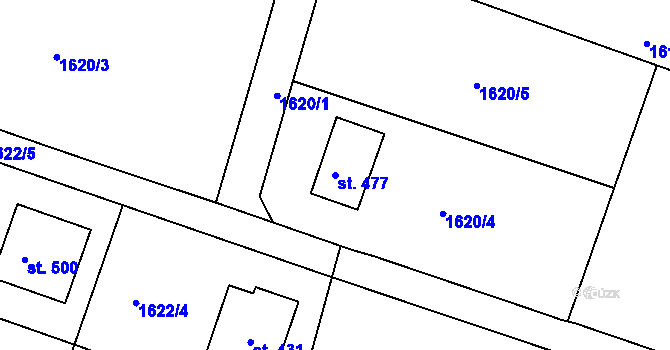 Parcela st. 477 v KÚ Hluboké Mašůvky, Katastrální mapa