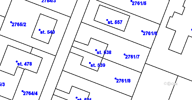 Parcela st. 538 v KÚ Hluboké Mašůvky, Katastrální mapa