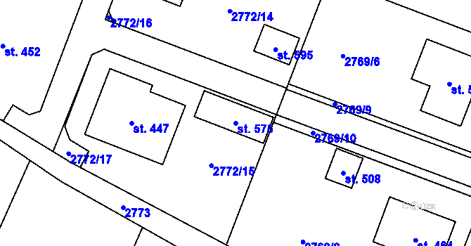 Parcela st. 575 v KÚ Hluboké Mašůvky, Katastrální mapa