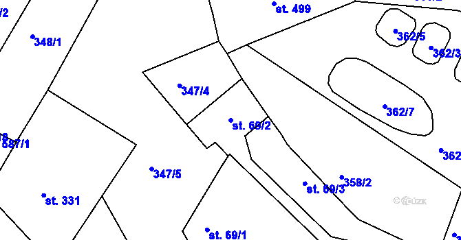 Parcela st. 69/2 v KÚ Hluboké Mašůvky, Katastrální mapa