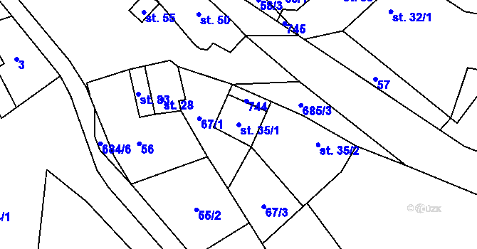Parcela st. 35/1 v KÚ Hluboké u Kunštátu, Katastrální mapa