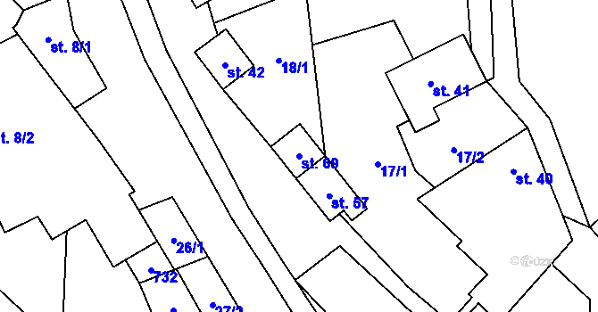Parcela st. 69 v KÚ Hluboké u Kunštátu, Katastrální mapa