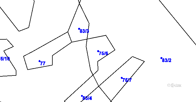 Parcela st. 75/6 v KÚ Hluboké u Kunštátu, Katastrální mapa