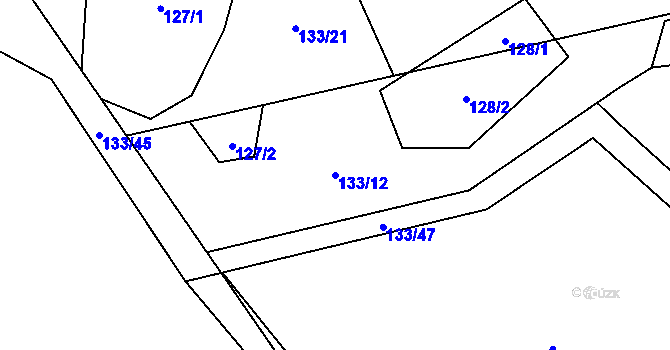 Parcela st. 133/12 v KÚ Hluboké u Kunštátu, Katastrální mapa