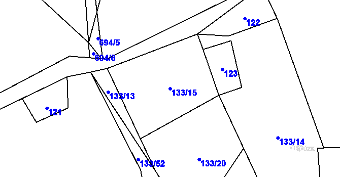 Parcela st. 133/15 v KÚ Hluboké u Kunštátu, Katastrální mapa