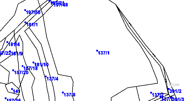 Parcela st. 137/1 v KÚ Hluboké u Kunštátu, Katastrální mapa