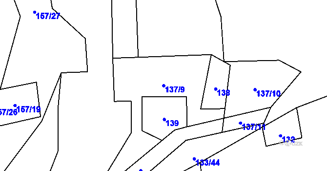 Parcela st. 137/9 v KÚ Hluboké u Kunštátu, Katastrální mapa