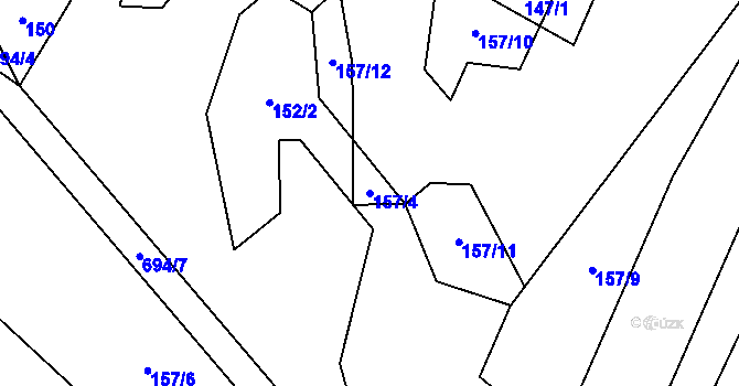 Parcela st. 157/4 v KÚ Hluboké u Kunštátu, Katastrální mapa