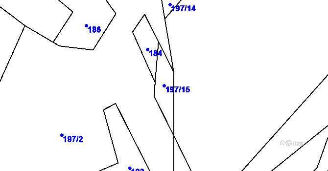 Parcela st. 197/15 v KÚ Hluboké u Kunštátu, Katastrální mapa