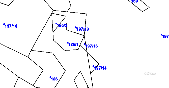 Parcela st. 197/16 v KÚ Hluboké u Kunštátu, Katastrální mapa