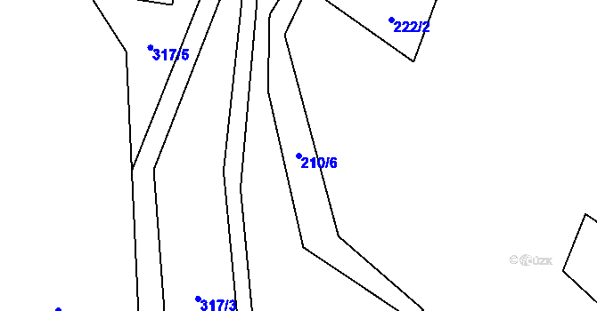 Parcela st. 210/6 v KÚ Hluboké u Kunštátu, Katastrální mapa