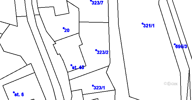 Parcela st. 323/2 v KÚ Hluboké u Kunštátu, Katastrální mapa