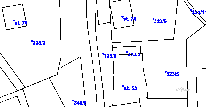 Parcela st. 323/6 v KÚ Hluboké u Kunštátu, Katastrální mapa