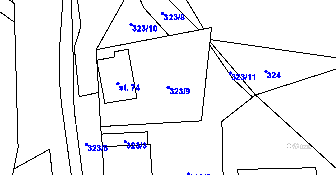 Parcela st. 323/9 v KÚ Hluboké u Kunštátu, Katastrální mapa
