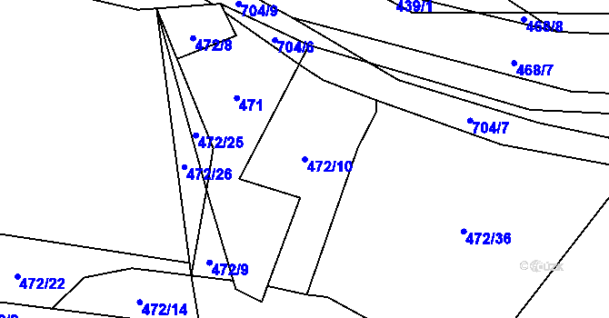 Parcela st. 472/10 v KÚ Hluboké u Kunštátu, Katastrální mapa