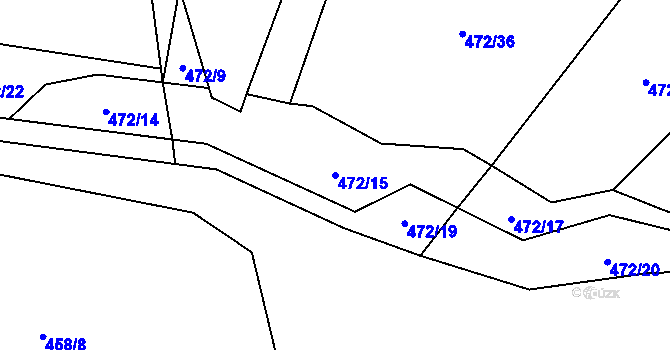 Parcela st. 472/15 v KÚ Hluboké u Kunštátu, Katastrální mapa