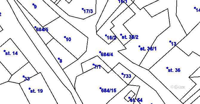 Parcela st. 684/4 v KÚ Hluboké u Kunštátu, Katastrální mapa