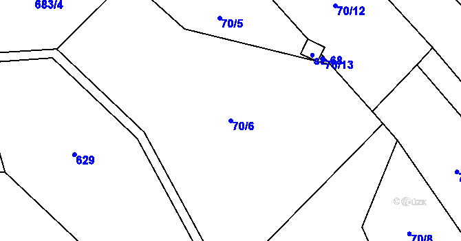 Parcela st. 70/6 v KÚ Hluboké u Kunštátu, Katastrální mapa
