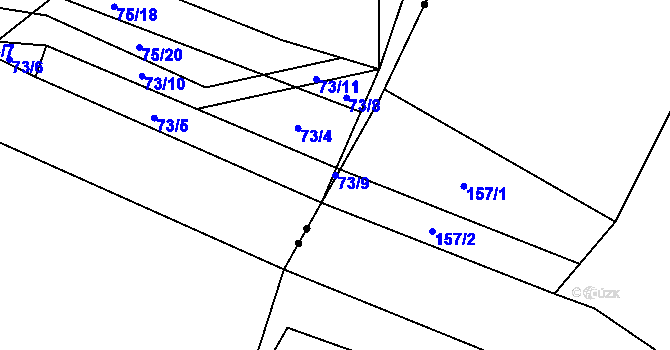Parcela st. 73/9 v KÚ Hluboké u Kunštátu, Katastrální mapa
