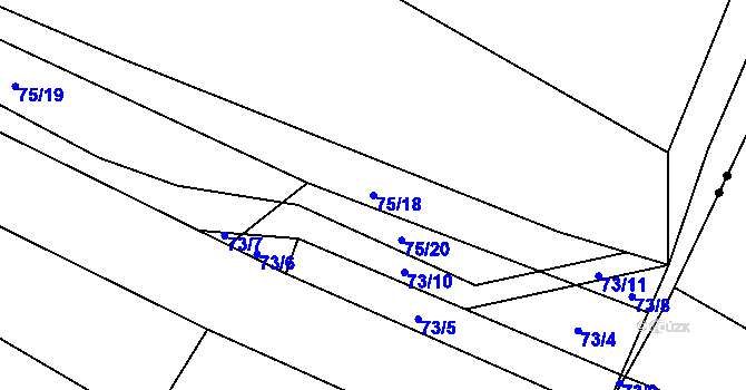 Parcela st. 75/18 v KÚ Hluboké u Kunštátu, Katastrální mapa