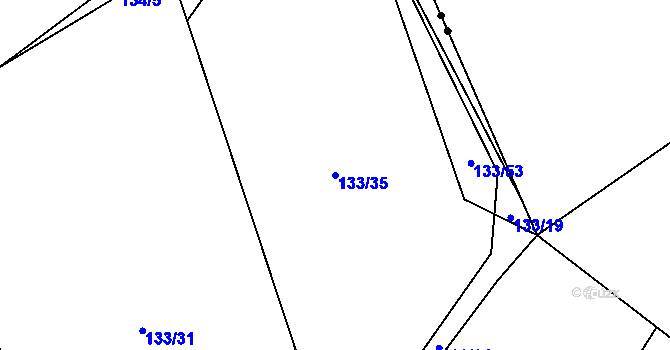 Parcela st. 133/35 v KÚ Hluboké u Kunštátu, Katastrální mapa