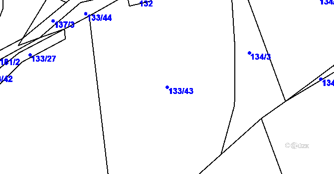 Parcela st. 133/43 v KÚ Hluboké u Kunštátu, Katastrální mapa