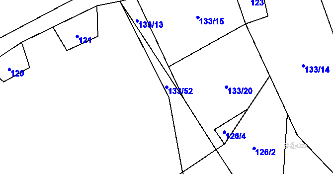 Parcela st. 133/52 v KÚ Hluboké u Kunštátu, Katastrální mapa