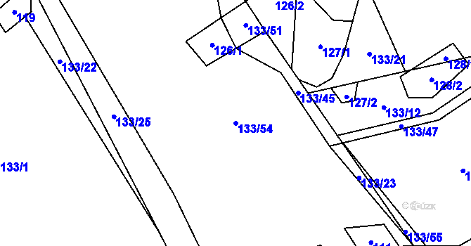 Parcela st. 133/54 v KÚ Hluboké u Kunštátu, Katastrální mapa