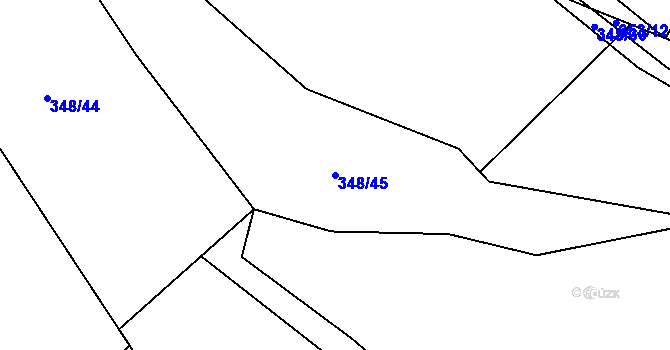 Parcela st. 348/45 v KÚ Hluboké u Kunštátu, Katastrální mapa