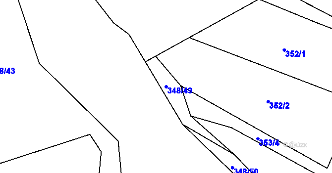 Parcela st. 348/49 v KÚ Hluboké u Kunštátu, Katastrální mapa