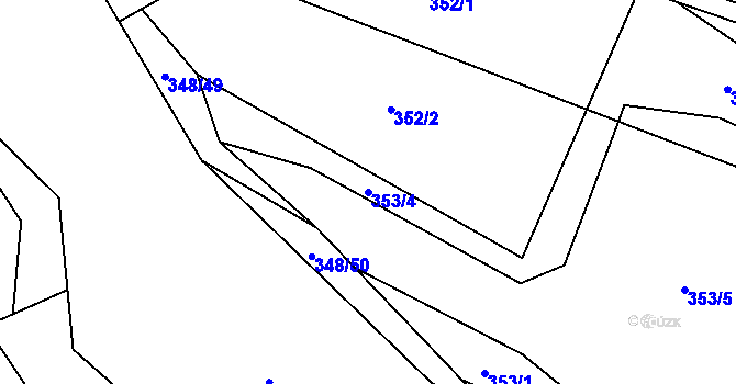 Parcela st. 353/4 v KÚ Hluboké u Kunštátu, Katastrální mapa