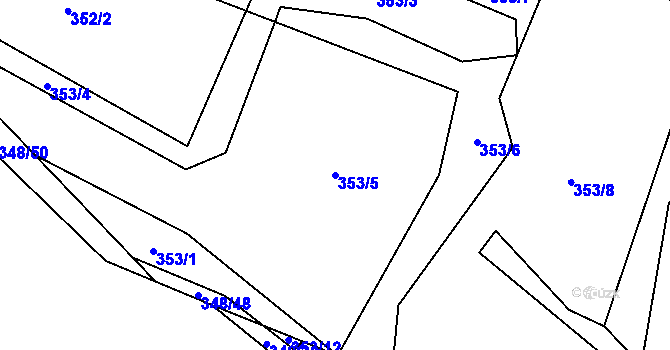 Parcela st. 353/5 v KÚ Hluboké u Kunštátu, Katastrální mapa