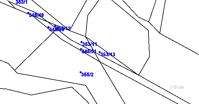 Parcela st. 353/13 v KÚ Hluboké u Kunštátu, Katastrální mapa