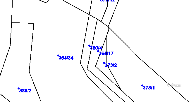 Parcela st. 364/17 v KÚ Hluboké u Kunštátu, Katastrální mapa