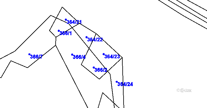 Parcela st. 364/23 v KÚ Hluboké u Kunštátu, Katastrální mapa