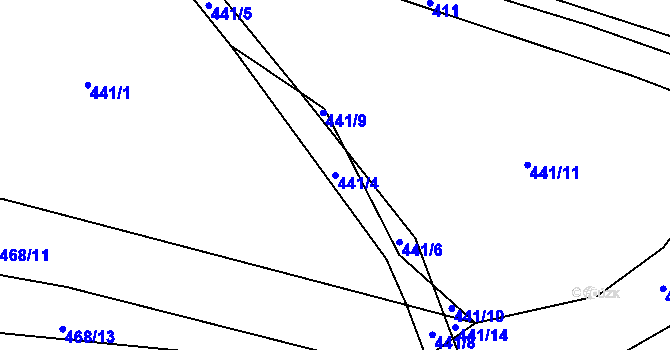 Parcela st. 441/4 v KÚ Hluboké u Kunštátu, Katastrální mapa