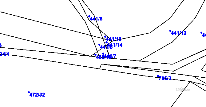 Parcela st. 441/7 v KÚ Hluboké u Kunštátu, Katastrální mapa