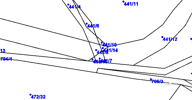 Parcela st. 441/8 v KÚ Hluboké u Kunštátu, Katastrální mapa