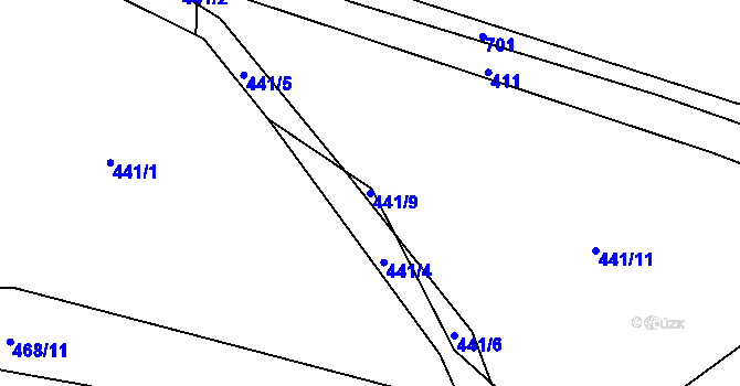 Parcela st. 441/9 v KÚ Hluboké u Kunštátu, Katastrální mapa