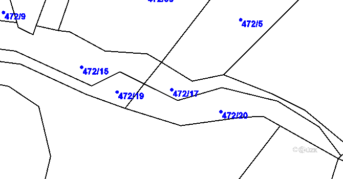 Parcela st. 472/17 v KÚ Hluboké u Kunštátu, Katastrální mapa