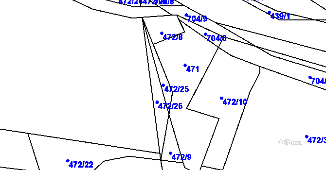 Parcela st. 472/25 v KÚ Hluboké u Kunštátu, Katastrální mapa