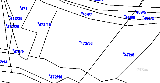 Parcela st. 472/36 v KÚ Hluboké u Kunštátu, Katastrální mapa