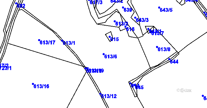 Parcela st. 613/6 v KÚ Hluboké u Kunštátu, Katastrální mapa