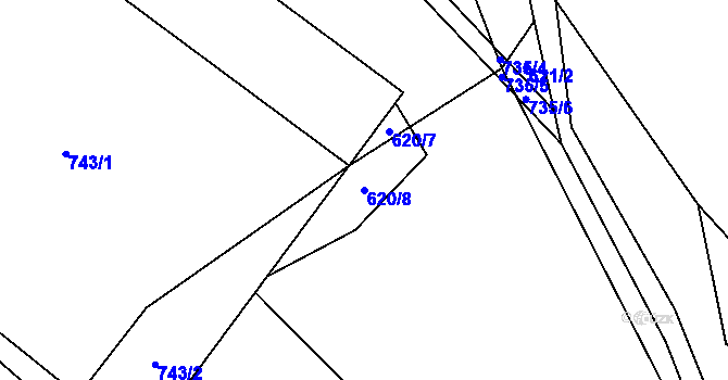 Parcela st. 620/8 v KÚ Hluboké u Kunštátu, Katastrální mapa