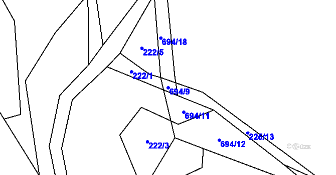 Parcela st. 694/9 v KÚ Hluboké u Kunštátu, Katastrální mapa