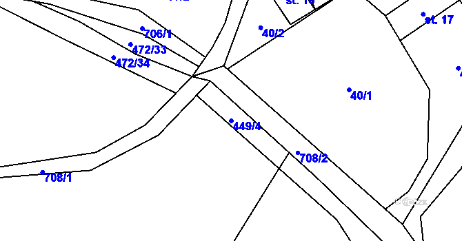 Parcela st. 449/4 v KÚ Hluboké u Kunštátu, Katastrální mapa