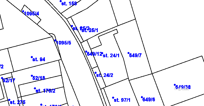 Parcela st. 24/1 v KÚ Hluboš, Katastrální mapa