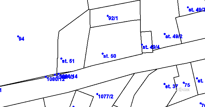 Parcela st. 50 v KÚ Hluboš, Katastrální mapa